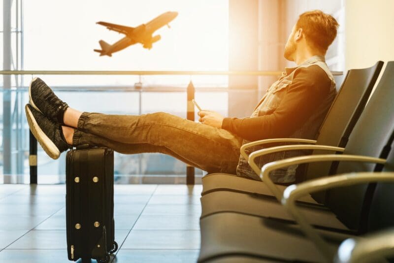 Waiting at Florida JAX airport for flight Corporate traveler Waiting for flight at JAX airport