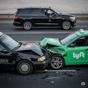 JAX black car service chauffeured vehicle passing crashed rideshres uber & Lyft