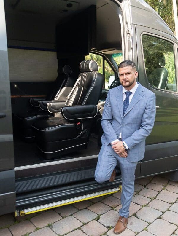 Founder Kendall Jacksonville Black Car Limo Service Founder Kendall of Jacksonville Black Car Limo Service at Mercedes Sprinter Van